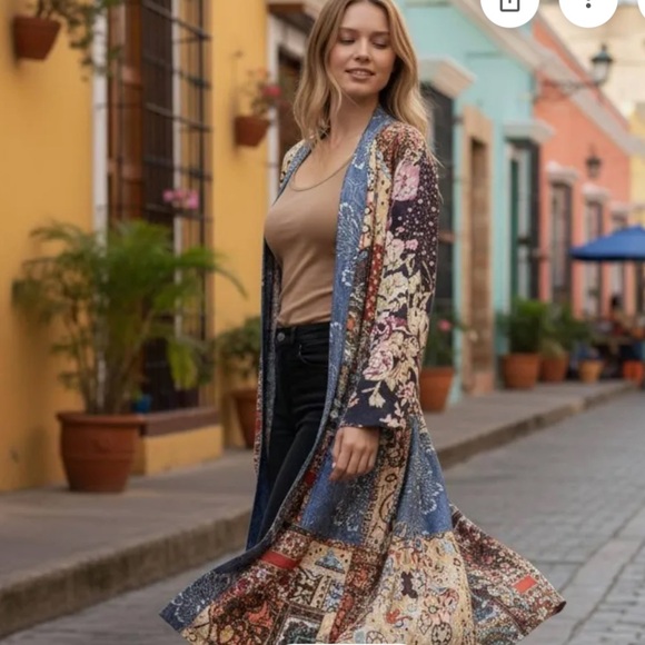 RARE Free People Songbird Patchwork Kimono Duster - Picture 4 of 7